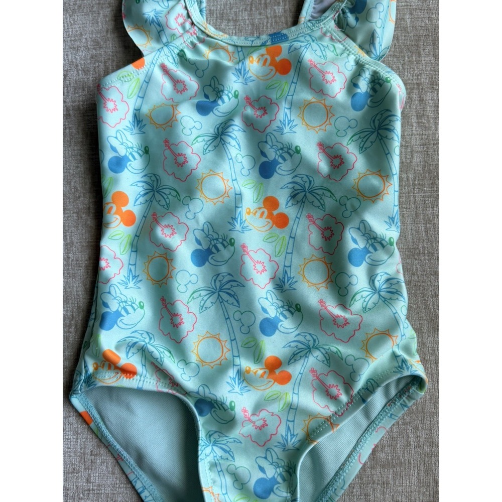 Disney Girls 3T Mickey & Minnie Mouse One Piece Tropical Palm TreesBathing Suit